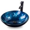 Puluomis Ocean Blue Glass Round Vessel Sink with Faucet Pop Up Drain Set 2 Puluomis Ocean Blue Glass Round Vessel Sink with Faucet Pop Up Drain Set -Bathroom Sinks Sales blue puluomis vessel sinks usba20077 64 1000
