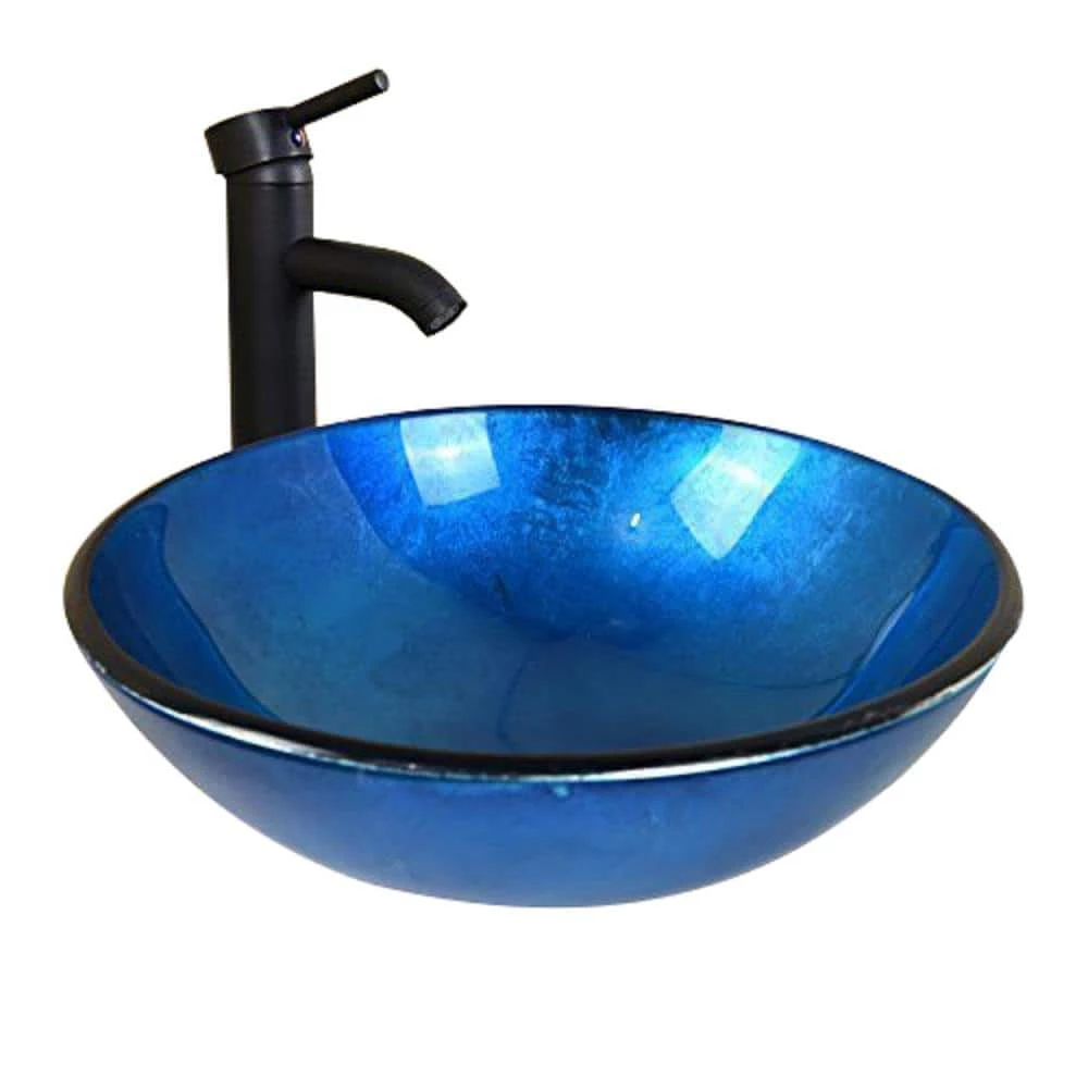 Taholi 5.5 in. Sink Basin in Blue Glass 3 Taholi 5.5 in. Sink Basin in Blue Glass