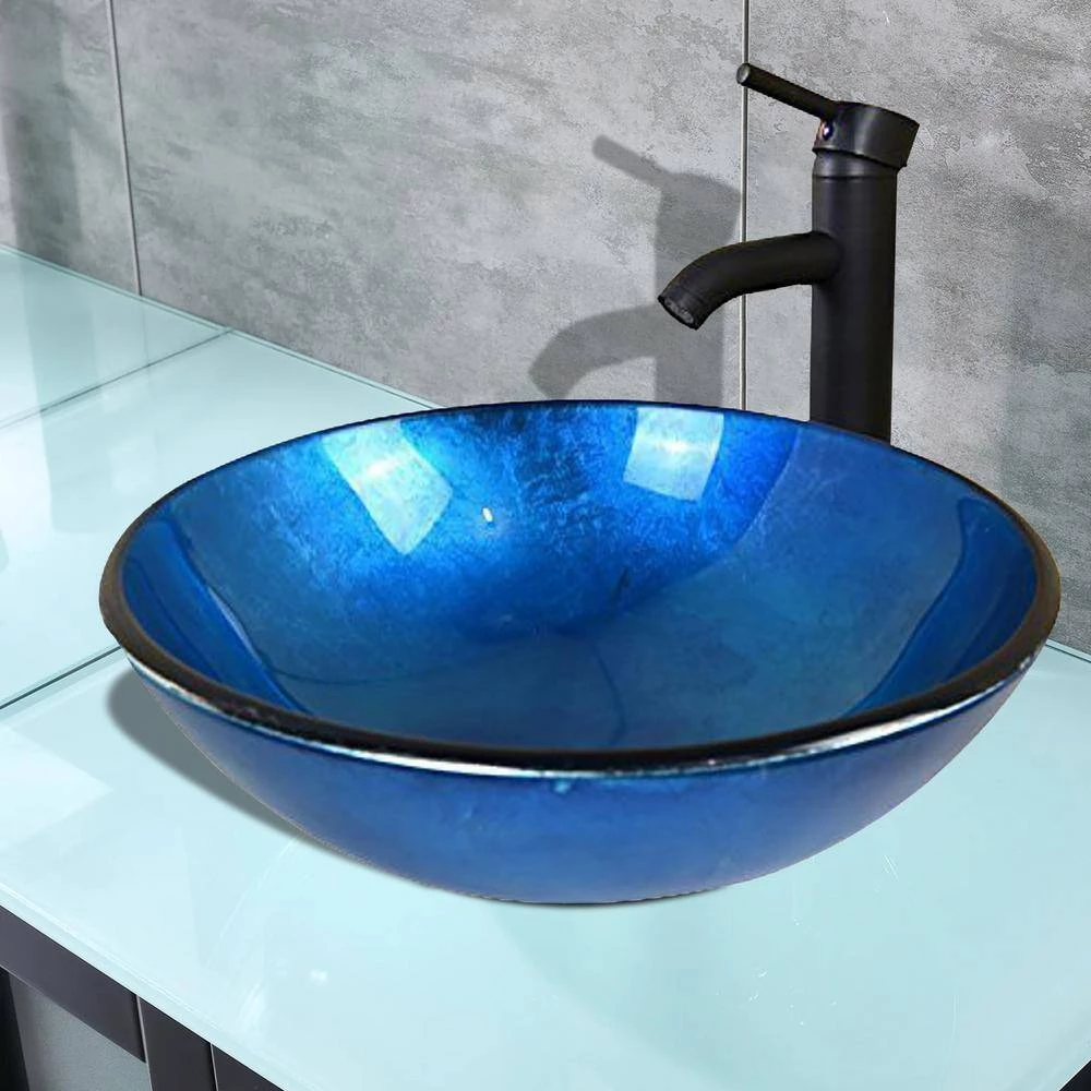 Taholi 5.5 in. Sink Basin in Blue Glass 4 Taholi 5.5 in. Sink Basin in Blue Glass - Image 2