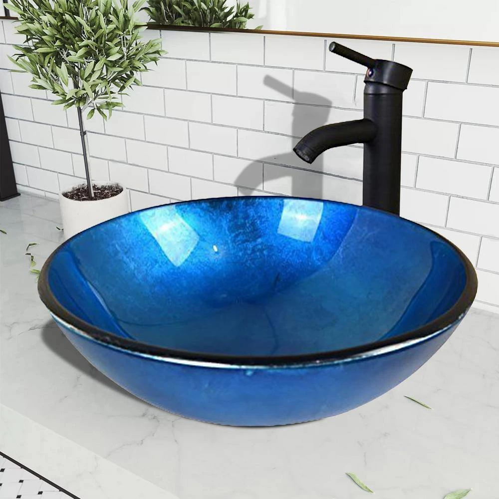 Taholi 5.5 in. Sink Basin in Blue Glass 10 Taholi 5.5 in. Sink Basin in Blue Glass - Image 8