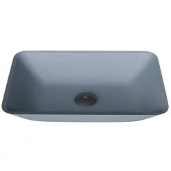 VIGO Matte Shell Sottile Glass Rectangular Vessel Bathroom Sink in Blue