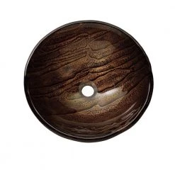 KRAUS Gaia Glass Vessel Sink in Brown with Waterfall Faucet in Oil Rubbed Bronze -Bathroom Sinks Sales brown kraus vessel sinks c gv 398 19mm 10orb 44 1000