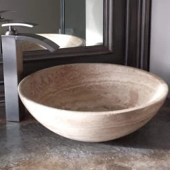 Novatto Stone Vessel Sink in Beige Travertine with Umbrella Drain in Brushed Nickel 13 Novatto Stone Vessel Sink in Beige Travertine with Umbrella Drain in Brushed Nickel -Bathroom Sinks Sales brushed nickel novatto vessel sinks nosv btbn 31 1000