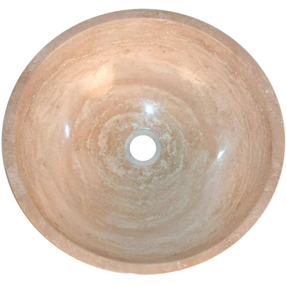 Novatto Stone Vessel Sink in Beige Travertine with Umbrella Drain in Brushed Nickel 5 Novatto Stone Vessel Sink in Beige Travertine with Umbrella Drain in Brushed Nickel - Image 3