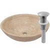 Novatto Stone Vessel Sink in Beige Travertine with Umbrella Drain in Brushed Nickel 2 Novatto Stone Vessel Sink in Beige Travertine with Umbrella Drain in Brushed Nickel -Bathroom Sinks Sales brushed nickel novatto vessel sinks nosv btbn 64 1000