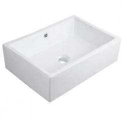 Novatto Rectangular Porcelain Vessel Sink in White with Overflow Drain in Brushed Nickel -Bathroom Sinks Sales brushed nickel novatto vessel sinks np 018131bn 1f 1000