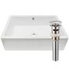 Novatto Rectangular Porcelain Vessel Sink in White with Overflow Drain in Brushed Nickel