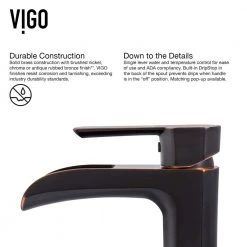 VIGO Glass Rectangular Vessel Bathroom Sink in Chocolate Brown with Niko Faucet and Pop-Up Drain in Antique Rubbed Bronze -Bathroom Sinks Sales chocolate vigo vessel sinks vgt1055 44 1000