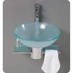 Fresca Cristallino Vessel Sink in Frosted Glass with Stand in Chrome 11 Fresca Cristallino Vessel Sink in Frosted Glass with Stand in Chrome -Bathroom Sinks Sales chrome fresca pedestal sinks fvn1012 4f 1000