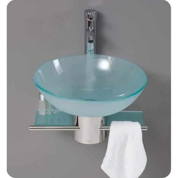 Fresca Cristallino Vessel Sink in Frosted Glass with Stand in Chrome 5 Fresca Cristallino Vessel Sink in Frosted Glass with Stand in Chrome - Image 3