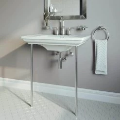 JONES STEPHENS 31-3/4 in. Adjustable Round Contemporary Lavatory Legs for Wall Mounted Sinks in Chrome (2-Pack) -Bathroom Sinks Sales chrome jones stephens sink mounting hardware l65010 31 1000