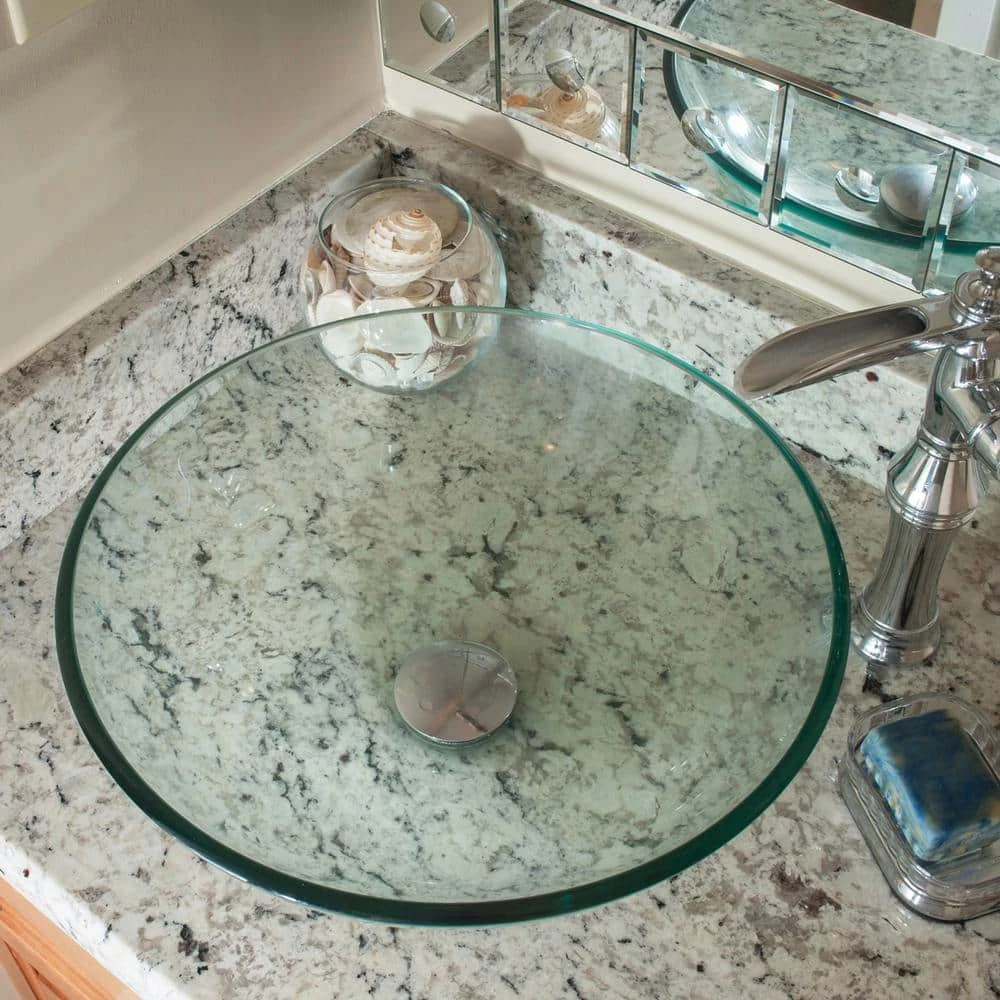 Novatto 12 in. Mini Vessel Bathroom Sink in Clear Tempered Glass 6 Novatto 12 in. Mini Vessel Bathroom Sink in Clear Tempered Glass - Image 4