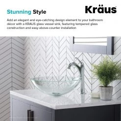 KRAUS 14 in. Glass Vessel Sink in Clear -Bathroom Sinks Sales clear kraus vessel sinks gv 101 14 c3 1000