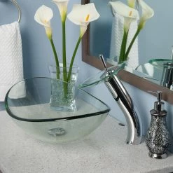 Novatto Chiaro Oval Slipper Glass Vessel Sink in Clear -Bathroom Sinks Sales clear novatto vessel sinks tis 324c 76 1000