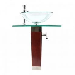 RENOVATORS SUPPLY MANUFACTURING Bohemia 23-5/8 in. Glass Pedestal Bathroom Sink Square with Towel Bar Faucet and Drain -Bathroom Sinks Sales clear pedestal sinks 10887 fa 1000