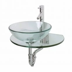 RENOVATORS SUPPLY MANUFACTURING Corona 27-7/8 in. Glass Wall Mounted Bathroom Sink Combo with Faucet and Drain
