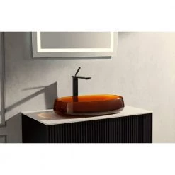 Unbranded Modern 5.00 in. Sink Basin in Transparent Crystal Coffee -Bathroom Sinks Sales coffee pedestal sinks ps144963929 4f 1000