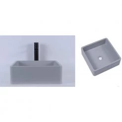 KANTE Modern Gray Concrete Square Bathroom Counter Vessel Sink -Bathroom Sinks Sales concrete gray kante vessel sinks ct370gy 4f 1000