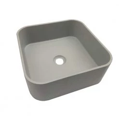 KANTE Modern Gray Concrete Square Bathroom Counter Vessel Sink