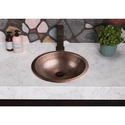Monarch Abode 16 in. Hand Hammered Rotunda Dual Mount Bathroom Sink in Pure Copper -Bathroom Sinks Sales copper monarch abode drop in bathroom sinks 17094 44 1000