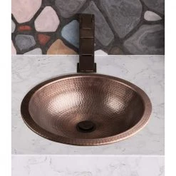 Monarch Abode 16 in. Hand Hammered Rotunda Dual Mount Bathroom Sink in Pure Copper -Bathroom Sinks Sales copper monarch abode drop in bathroom sinks 17094 c3 1000