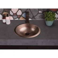 Monarch Abode 16 in. Hand Hammered Rotunda Dual Mount Bathroom Sink in Pure Copper -Bathroom Sinks Sales copper monarch abode drop in bathroom sinks 17094 fa 1000
