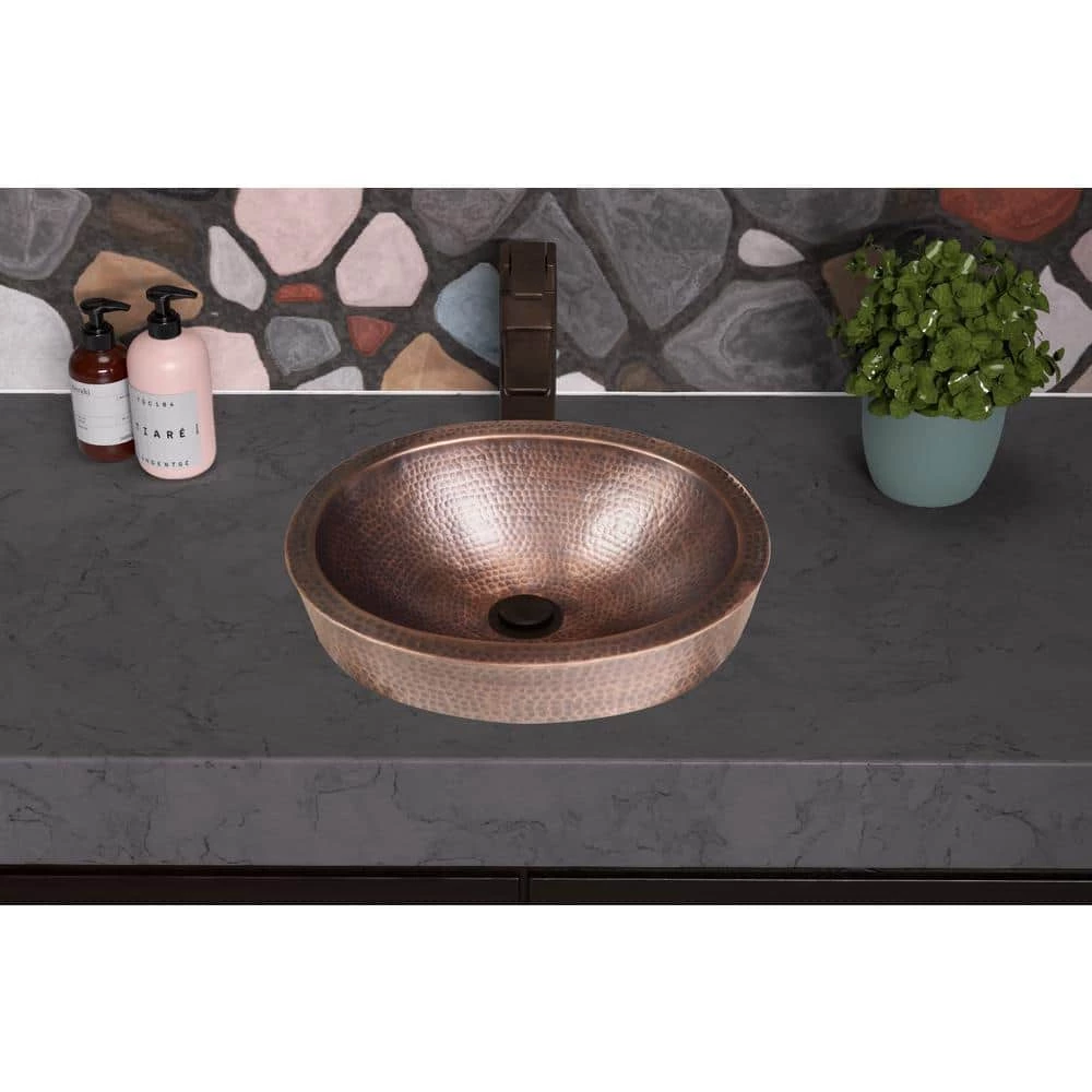 Monarch Abode 17 in. Hand Hammered Skirted Vessel Bathroom Sink in Pure Copper 8 Monarch Abode 17 in. Hand Hammered Skirted Vessel Bathroom Sink in Pure Copper - Image 6