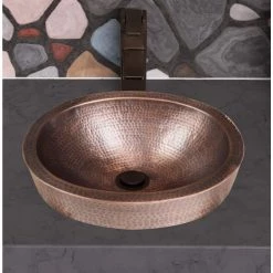 Monarch Abode 17 in. Hand Hammered Skirted Vessel Bathroom Sink in Pure Copper 13 Monarch Abode 17 in. Hand Hammered Skirted Vessel Bathroom Sink in Pure Copper -Bathroom Sinks Sales copper monarch abode vessel sinks 17004 4f 1000