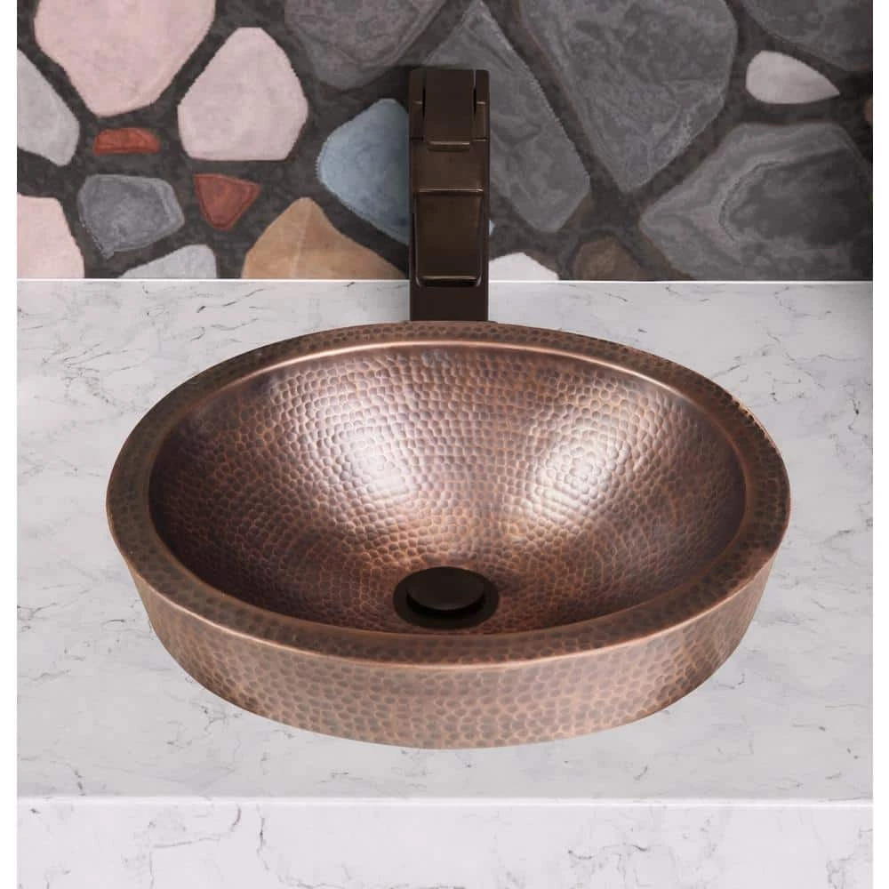Monarch Abode 17 in. Hand Hammered Skirted Vessel Bathroom Sink in Pure Copper 5 Monarch Abode 17 in. Hand Hammered Skirted Vessel Bathroom Sink in Pure Copper - Image 3
