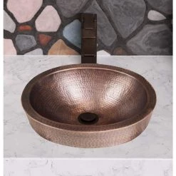 Monarch Abode 17 in. Hand Hammered Skirted Vessel Bathroom Sink in Pure Copper 11 Monarch Abode 17 in. Hand Hammered Skirted Vessel Bathroom Sink in Pure Copper -Bathroom Sinks Sales copper monarch abode vessel sinks 17004 e1 1000