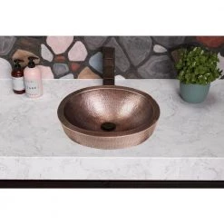 Monarch Abode 17 in. Hand Hammered Skirted Vessel Bathroom Sink in Pure Copper 16 Monarch Abode 17 in. Hand Hammered Skirted Vessel Bathroom Sink in Pure Copper -Bathroom Sinks Sales copper monarch abode vessel sinks 17004 fa 1000