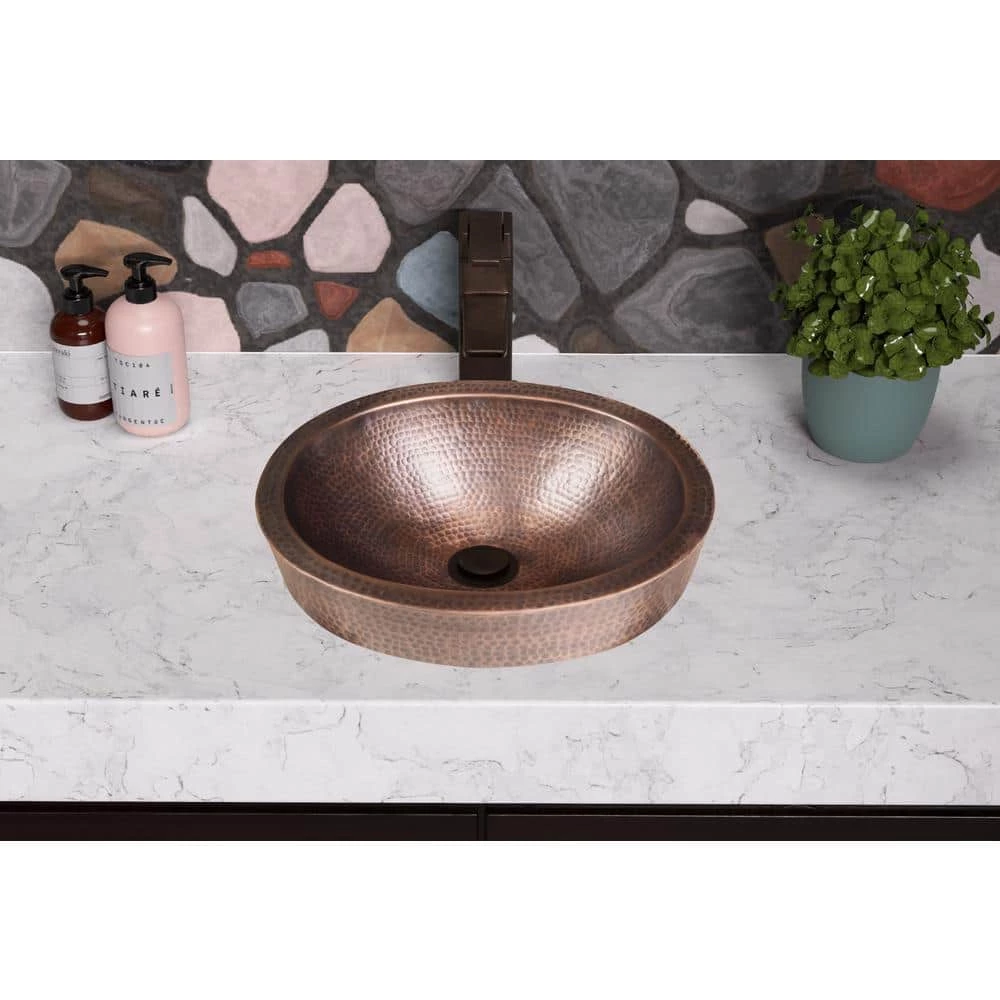 Monarch Abode 17 in. Hand Hammered Skirted Vessel Bathroom Sink in Pure Copper 9 Monarch Abode 17 in. Hand Hammered Skirted Vessel Bathroom Sink in Pure Copper - Image 7
