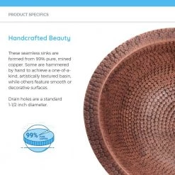 MR Direct Top-Mount Bathroom Sink in Copper with Grid Drain in Antique Bronze -Bathroom Sinks Sales copper mr direct drop in bathroom sinks 921 gd abr 4f 1000