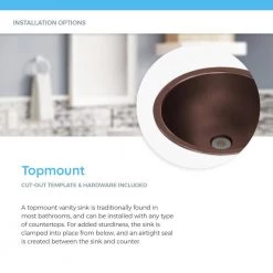 MR Direct Top-Mount Bathroom Sink in Copper with Grid Drain in Antique Bronze -Bathroom Sinks Sales copper mr direct drop in bathroom sinks 921 gd abr fa 1000