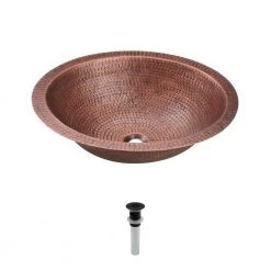 MR Direct Dual-Mount Bathroom Sink in Copper with Grid Drain in Antique Bronze