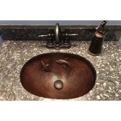 Premier Copper Products 19 in. Oval Under Counter Hammered Copper Bathroom Sink with Koi Fish Design in Copper 16 Premier Copper Products 19 in. Oval Under Counter Hammered Copper Bathroom Sink with Koi Fish Design in Copper -Bathroom Sinks Sales copper premier copper products drop in bathroom sinks lo19fkoidb 76 1000