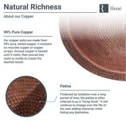 Rene Under-Mount Bathroom Sink in Copper with Grid Drain in Antique Bronze -Bathroom Sinks Sales copper rene undermount bathroom sinks r4 1006 gd abr 1d 1000