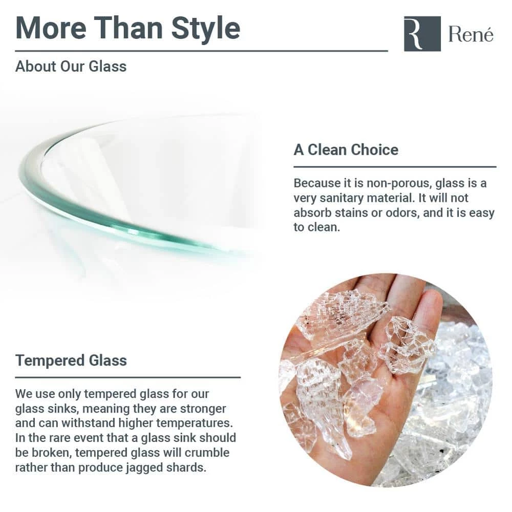 Rene Glass Vessel Sink in Crystal with R9-7007 Faucet and Pop-Up Drain in Brushed Nickel 7 Rene Glass Vessel Sink in Crystal with R9-7007 Faucet and Pop-Up Drain in Brushed Nickel - Image 5
