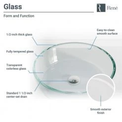 Rene Glass Vessel Sink in Crystal with R9-7007 Faucet and Pop-Up Drain in Brushed Nickel 14 Rene Glass Vessel Sink in Crystal with R9-7007 Faucet and Pop-Up Drain in Brushed Nickel -Bathroom Sinks Sales crystal rene vessel sinks r5 5024 r9 7007 bn a0 1000