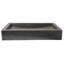 Eden Bath 22 in. Shallow Wave Concrete Rectangular Vessel Sink in Dark Gray -Bathroom Sinks Sales dark gray eden bath vessel sinks eb n008dg 1f 1000