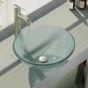 Rene Glass Vessel Sink in Frosted with R9-7001 Faucet and Pop-Up Drain in Brushed Nickel
