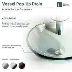 Rene Glass Vessel Sink in Frosted with R9-7001 Faucet and Pop-Up Drain in Brushed Nickel -Bathroom Sinks Sales frosted rene vessel sinks r5 5002 r9 7001 bn 77 1000