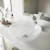 VIGO Glass Round Vessel Bathroom Sink in Frosted White with Waterfall Faucet and Pop-Up Drain in Brushed Nickel -Bathroom Sinks Sales frosted vigo vessel sinks vgt036bnrnd 64 1000