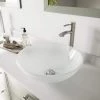 VIGO Glass Round Vessel Bathroom Sink in Frosted White with Milo Faucet and Pop-Up Drain in Brushed Nickel -Bathroom Sinks Sales frosted vigo vessel sinks vgt1051 64 1000