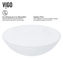 VIGO Glass Round Vessel Bathroom Sink in Frosted White with Milo Faucet and Pop-Up Drain in Brushed Nickel -Bathroom Sinks Sales frosted vigo vessel sinks vgt1051 66 1000