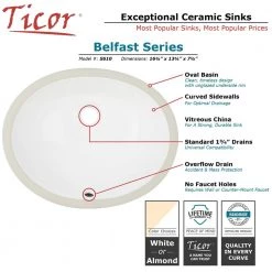 Ticor Belfast 16.5 in. Undermount Vanity Sink in White -Bathroom Sinks Sales glazed white ticor undermount bathroom sinks s610 wt 1f 1000