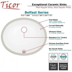 Ticor Belfast 18.5 in. Undermount Vanity Sink in White -Bathroom Sinks Sales glazed white ticor undermount bathroom sinks s650 wt 1f 1000