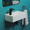 Swiss Madison Voltaire 19.5 in. x 10 in. Rectangular Ceramic Wall Hung Vessel Sink with Left Side Faucet Mount in White -Bathroom Sinks Sales glossy swiss madison wall mount sinks sm ws315 64 1000