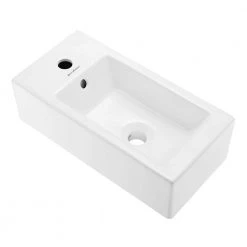 Swiss Madison Voltaire 19.5 in. x 10 in. Rectangular Ceramic Wall Hung Vessel Sink with Left Side Faucet Mount in White -Bathroom Sinks Sales glossy swiss madison wall mount sinks sm ws315 a0 1000