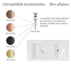 Swiss Madison Voltaire 19.5 in. x 10 in. Rectangular Ceramic Wall Hung Vessel Sink with Right Side Faucet Mount in White -Bathroom Sinks Sales glossy swiss madison wall mount sinks sm ws316 4f 1000